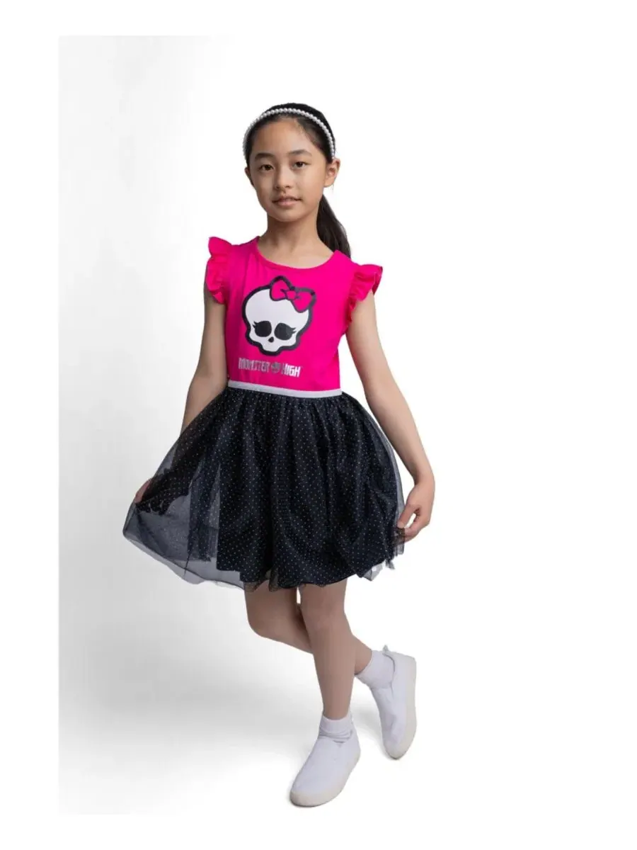 Платье-туту с принтом Skullette Monster High, Fuchsia Skullette — изображение 2 из 3
