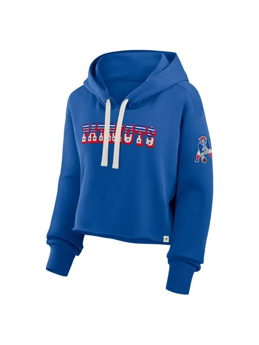 Женская укороченная толстовка Royal New England Patriots Oversized Hometown Heritage Fanatics — изображение 2 из 3