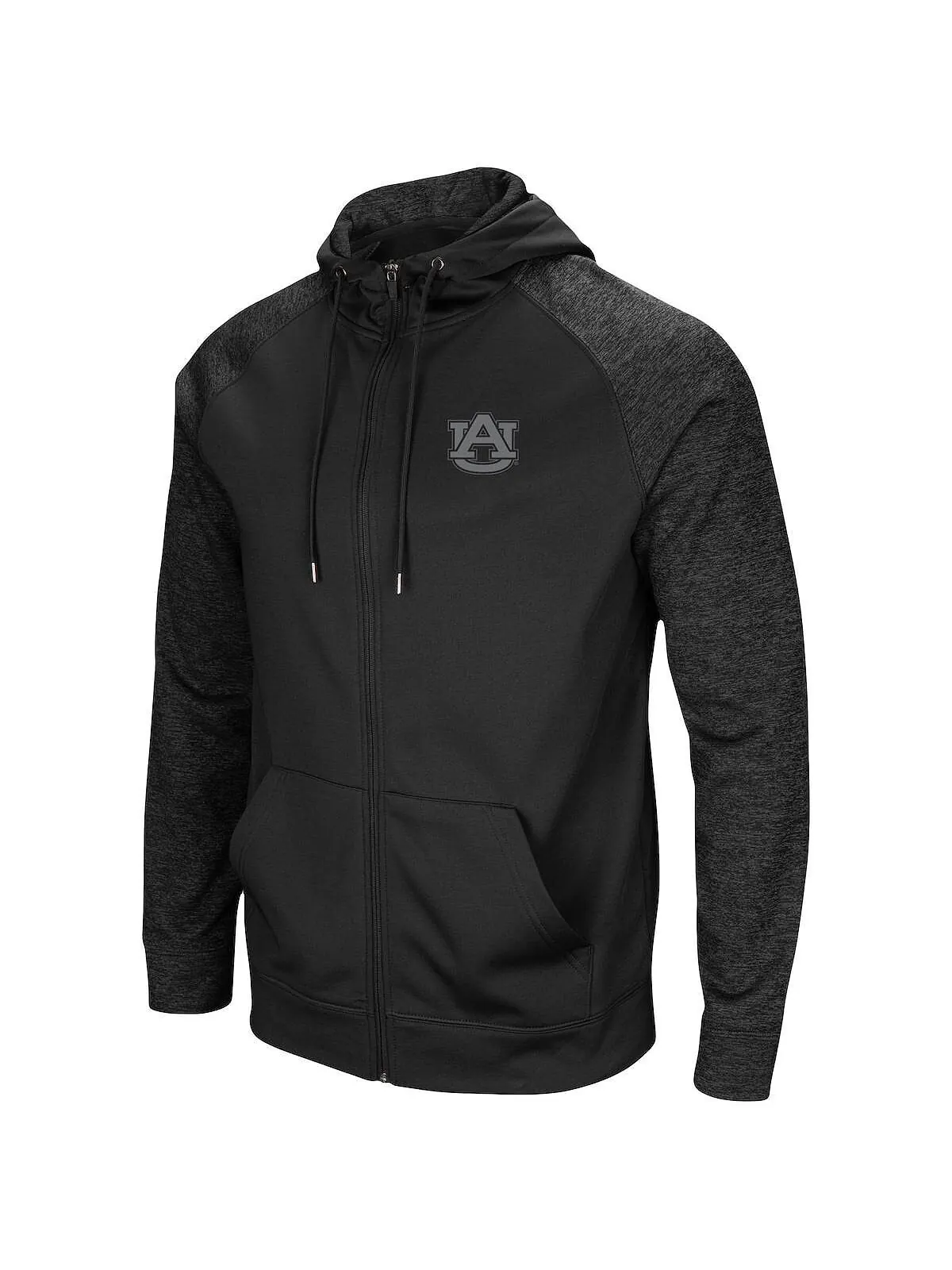 Мужская черная толстовка с капюшоном auburn tigers blackout 3.0 tonal raglan с молнией во всю длину — изображение 2 из 3