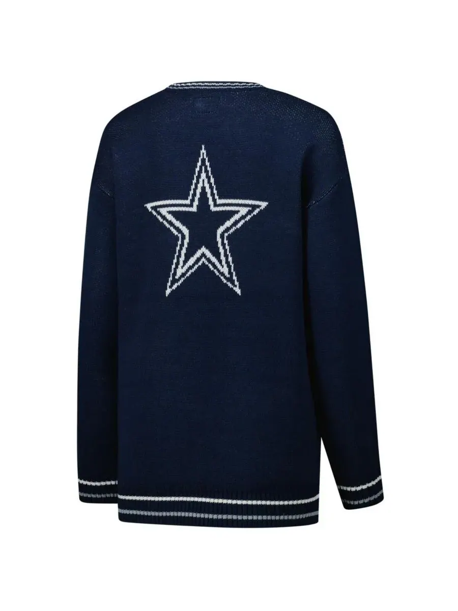 Starter Женский темно-синий вязаный пуловер Dallas Cowboys Oversized On the Ball с интарсией — изображение 2 из 3