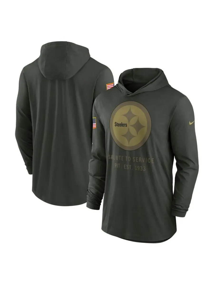Nike Мужская толстовка с капюшоном из легкой ткани Dri-FIT цвета "лесной зеленый" с символикой — изображение 1 из 3