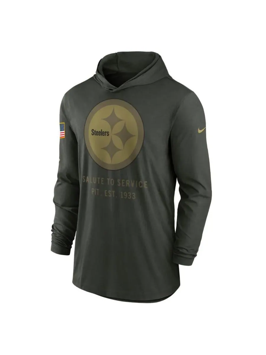 Nike Мужская толстовка с капюшоном из легкой ткани Dri-FIT цвета "лесной зеленый" с символикой — изображение 2 из 3