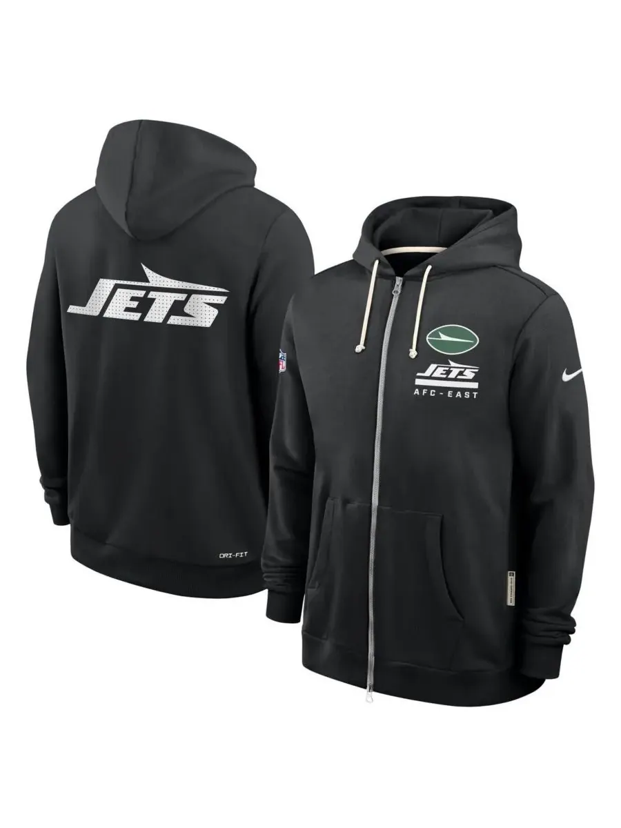 Nike Мужская черная толстовка на молнии New York Jets Sideline Standard Issue Utility Player Dri-FIT — изображение 4 из 5