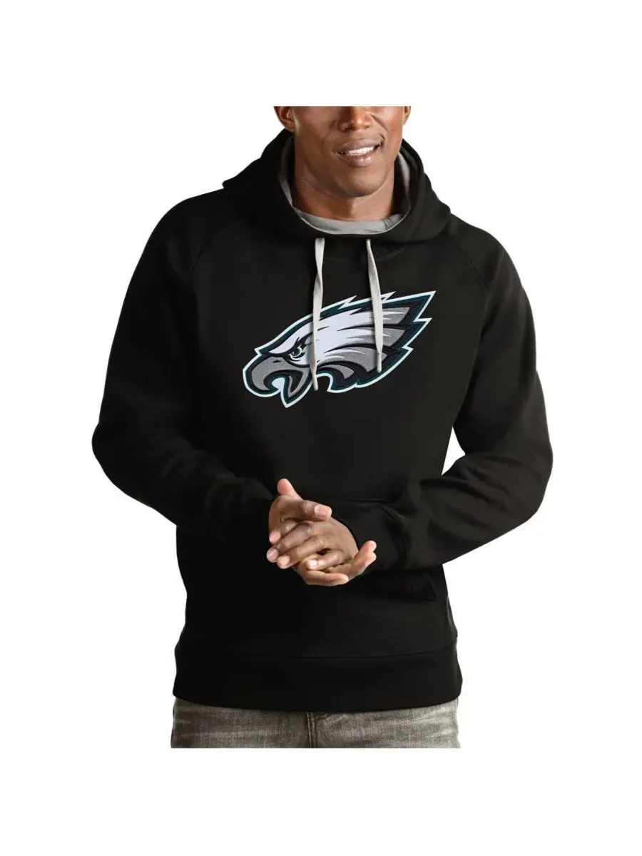 Antigua Мужская черная толстовка с капюшоном Philadelphia Eagles Victory — изображение 1 из 1, черный