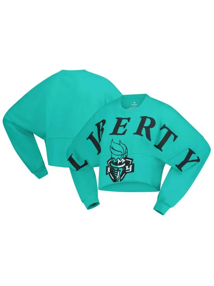 Spirit Jersey Женская укороченная футболка с длинными рукавами и принтом "Нью-Йоркская свобода" — изображение 1 из 3, мята