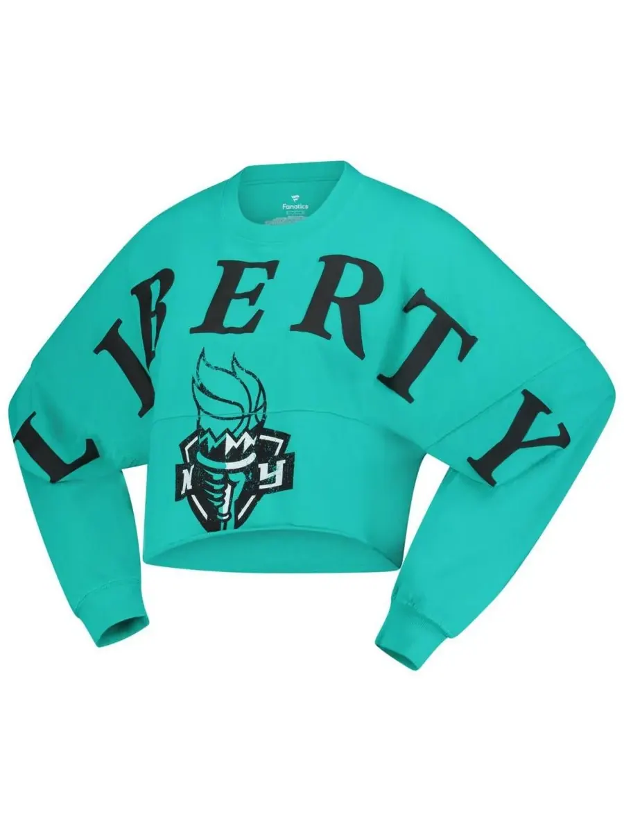 Spirit Jersey Женская укороченная футболка с длинными рукавами и принтом "Нью-Йоркская свобода" — изображение 3 из 3, мята