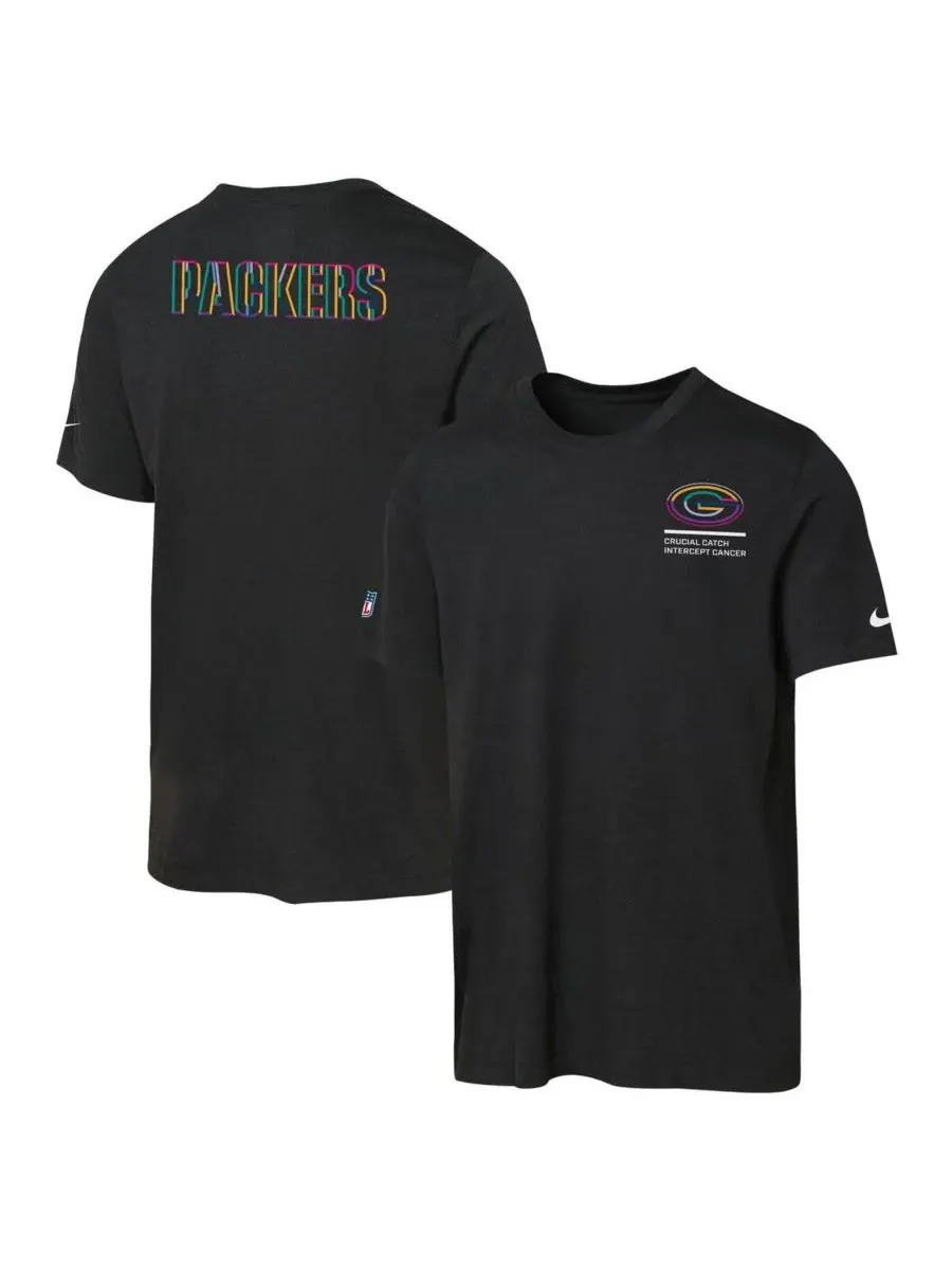 Nike Футболка Big Boys and Girls Black Green Bay Packers 2025 NFL Crucial Catch Tri-Blend Dri-FIT — изображение 1 из 3