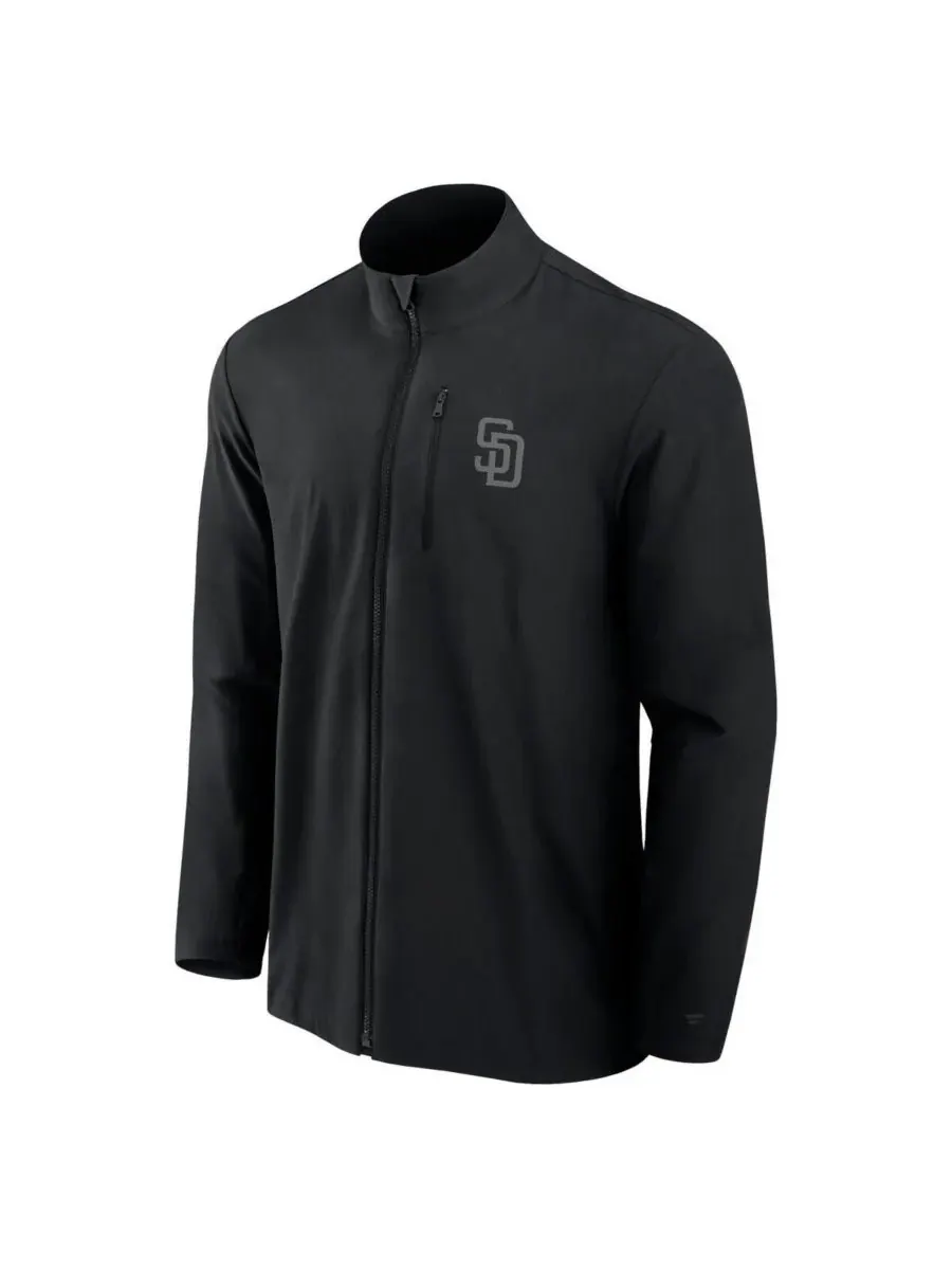 Fanatics Signature Мужская черная тканая куртка на молнии с символикой San Diego Padres Front Office — изображение 2 из 3