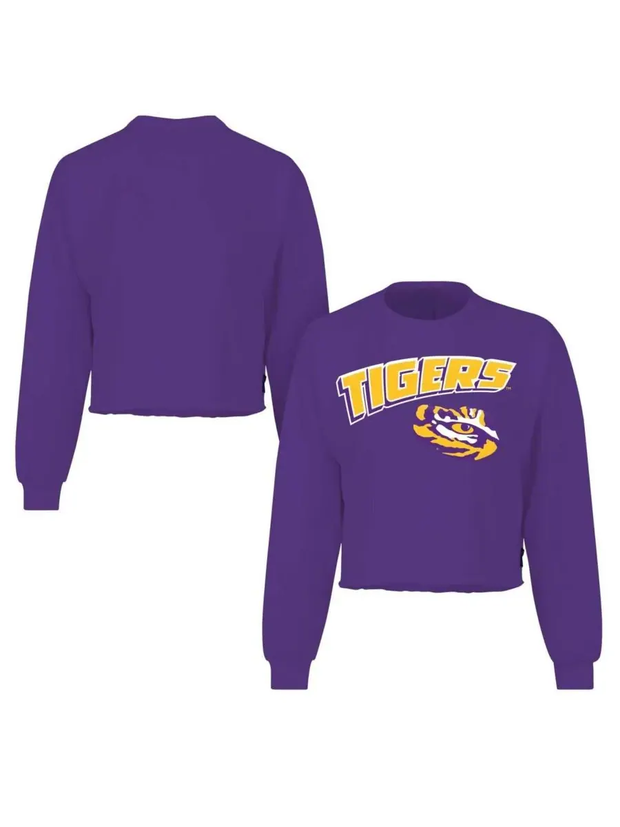 Spirit Jersey Женская фиолетовая укороченная футболка с длинными рукавами и свободным кроем в стиле — изображение 1 из 3
