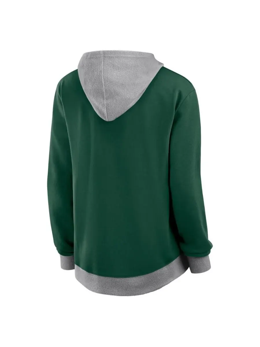 Logo Athletic Женская зеленая толстовка на молнии Green Bay Packers Hit It из французской махровой — изображение 2 из 3