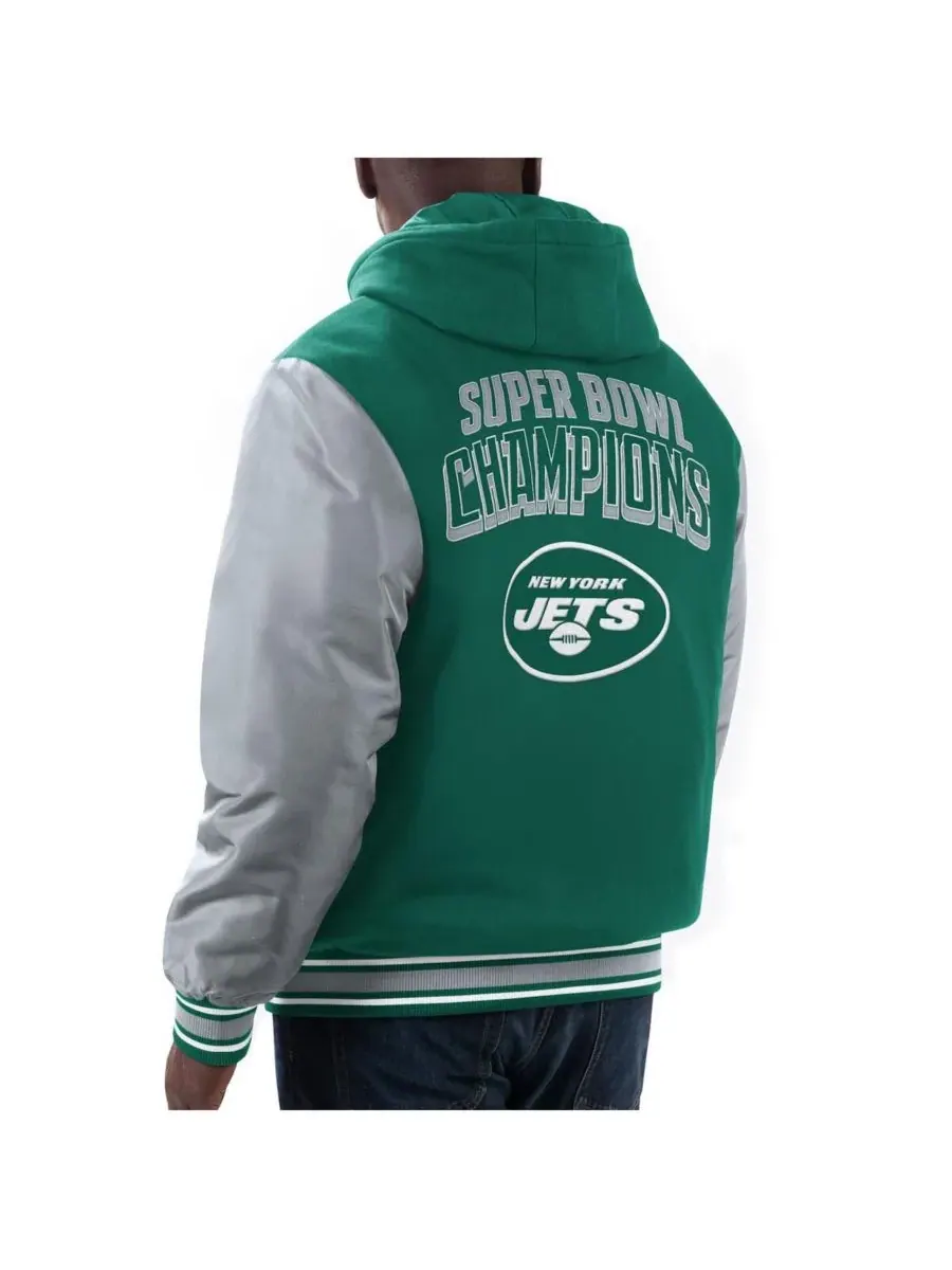 G-III Sports by Carl Banks Мужская зеленая/серая толстовка на молнии с капюшоном New York Jets — изображение 2 из 2