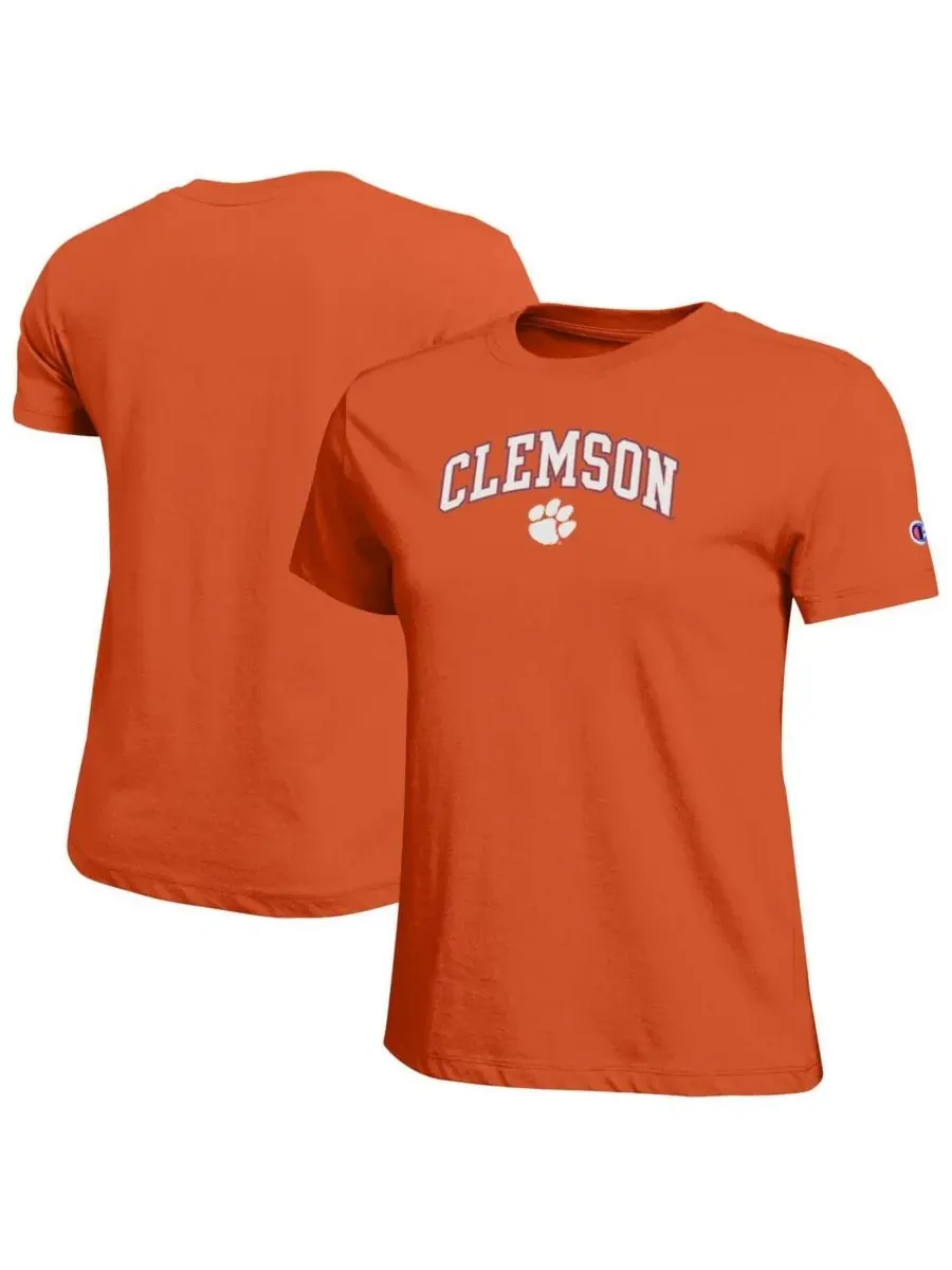 Champion Женская оранжевая футболка с логотипом Clemson Tigers в виде дуги — изображение 1 из 3, оранжевый