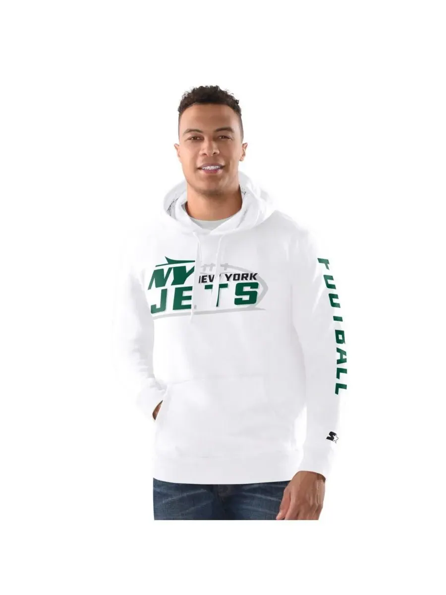 Starter Мужская белая толстовка с капюшоном New York Jets — изображение 1 из 2, белый