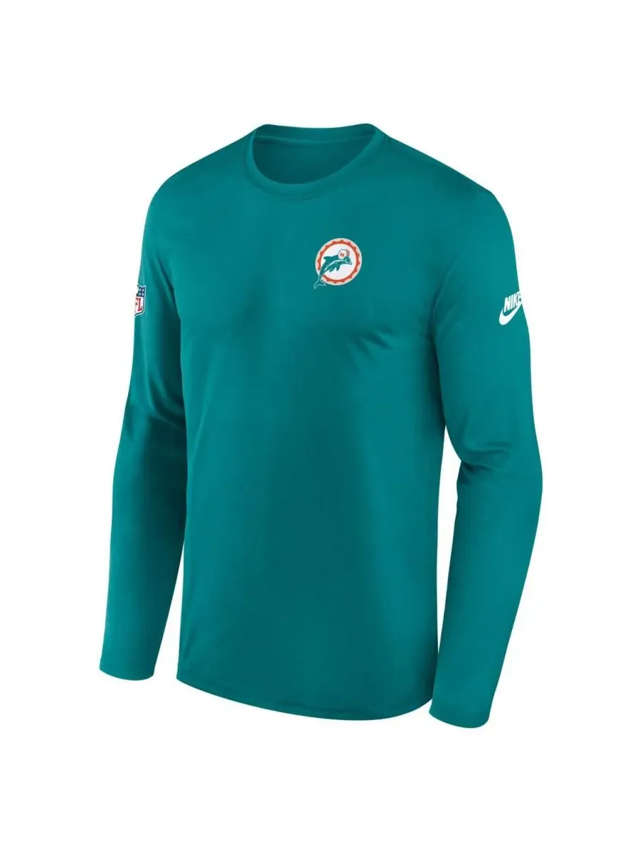 Мужская футболка с длинными рукавами Aqua Miami Dolphins Legend с небольшим логотипом Nike — изображение 2 из 3, голубой