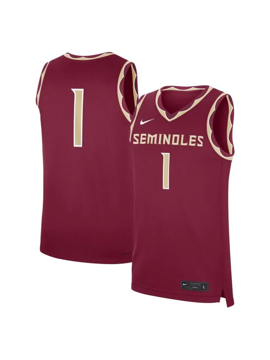 Мужская реплика выездной майки команды Florida State Seminoles, цвет 1 Garnet Nike — изображение 1 из 3