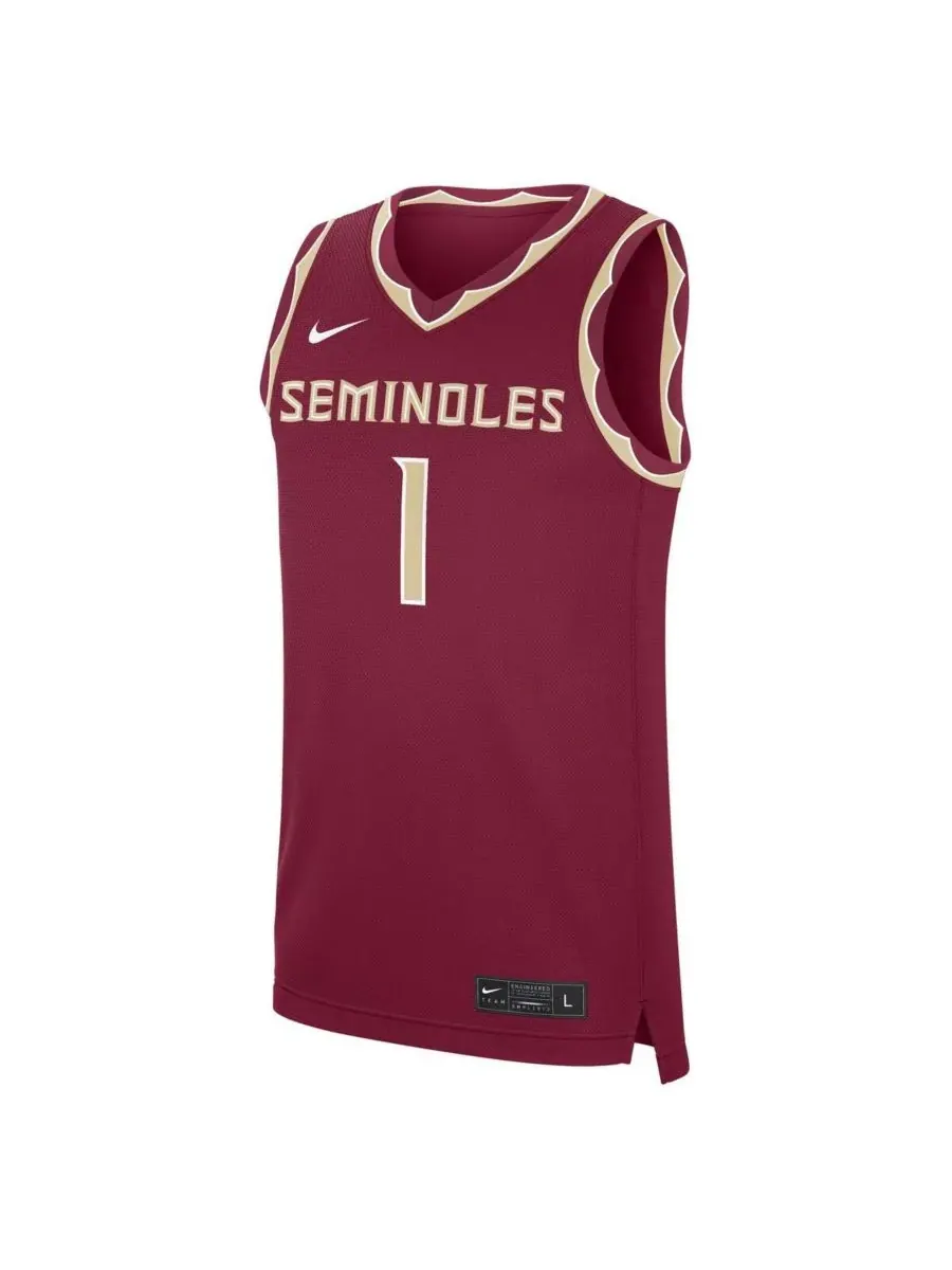 Мужская реплика выездной майки команды Florida State Seminoles, цвет 1 Garnet Nike — изображение 2 из 3