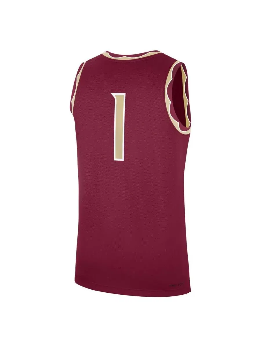 Мужская реплика выездной майки команды Florida State Seminoles, цвет 1 Garnet Nike — изображение 3 из 3