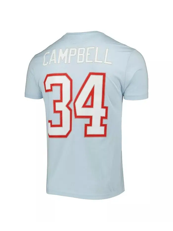 Мужская футболка Earl Campbell Light Blue с логотипом и номером бывшего игрока Houston Oilers — изображение 2 из 3