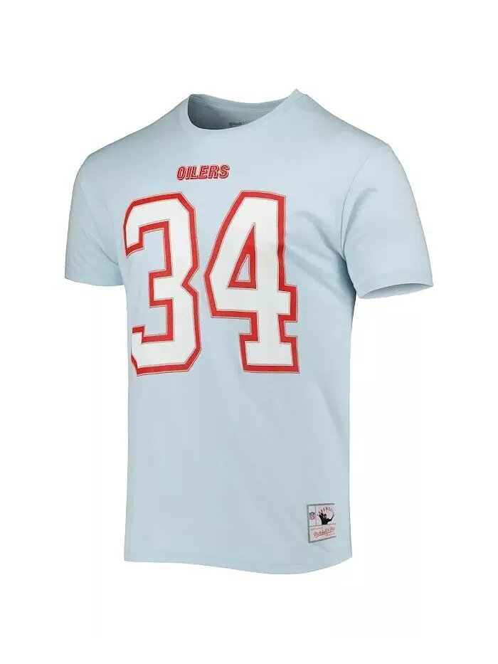 Мужская футболка Earl Campbell Light Blue с логотипом и номером бывшего игрока Houston Oilers — изображение 3 из 3