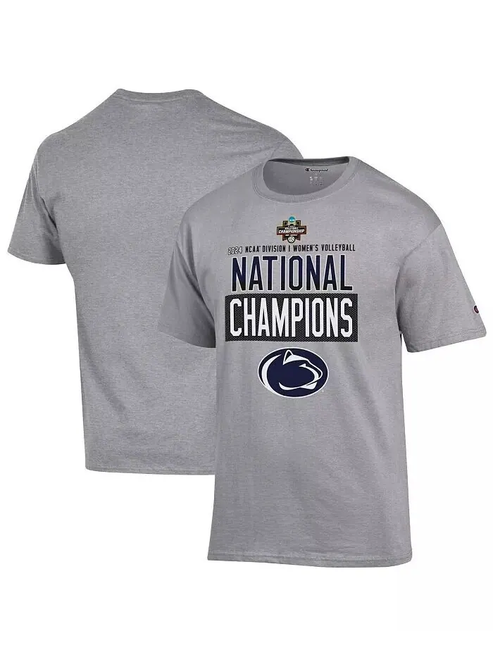 Мужская серая футболка Penn State Nittany Lions 2024 NCAA Womens Volleyball National Champions для