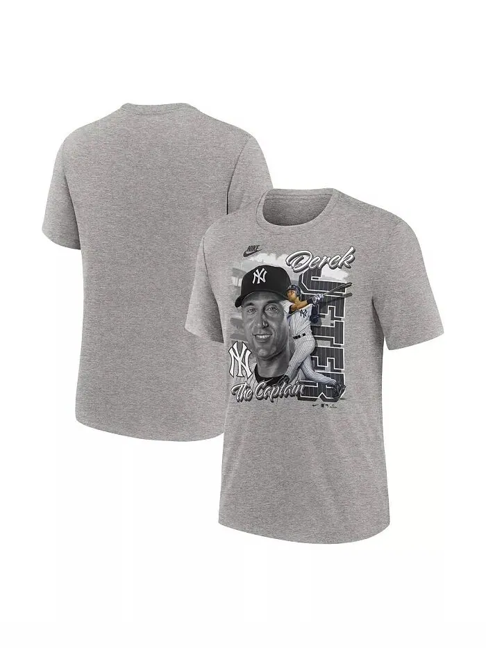 Мужская футболка Derek Jeter Heather Grey New York Yankees Cooperstown Collection Player Local Nike — изображение 1 из 3