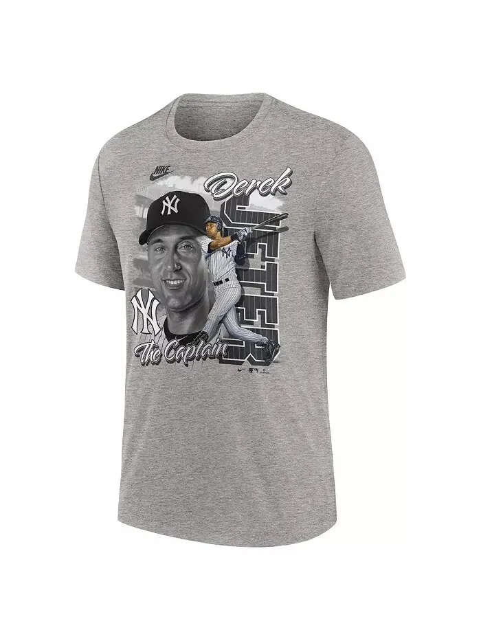 Мужская футболка Derek Jeter Heather Grey New York Yankees Cooperstown Collection Player Local Nike — изображение 2 из 3