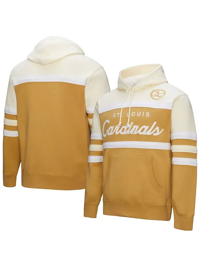 Мужская толстовка с капюшоном Head Coach цвета хаки/крем St. Louis Cardinals Mitchell & Ness — изображение 1 из 3