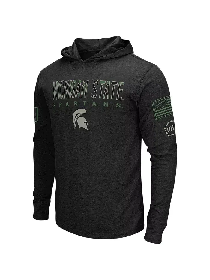 Мужская черная толстовка с капюшоном и длинными рукавами Michigan State Spartans Big and Tall OHT в — изображение 2 из 3