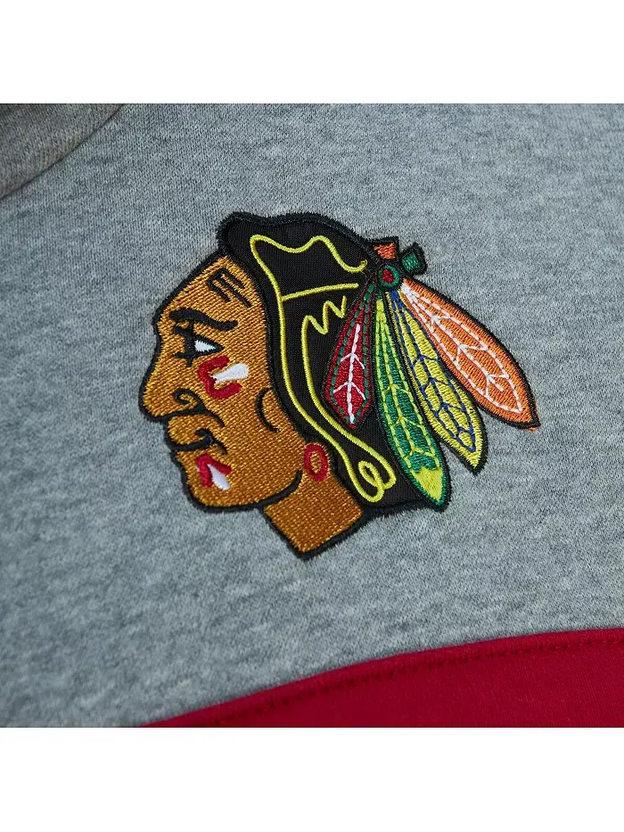 Мужская черно-серая толстовка с капюшоном Chicago Blackhawks Head Coach Mitchell & Ness — изображение 3 из 4