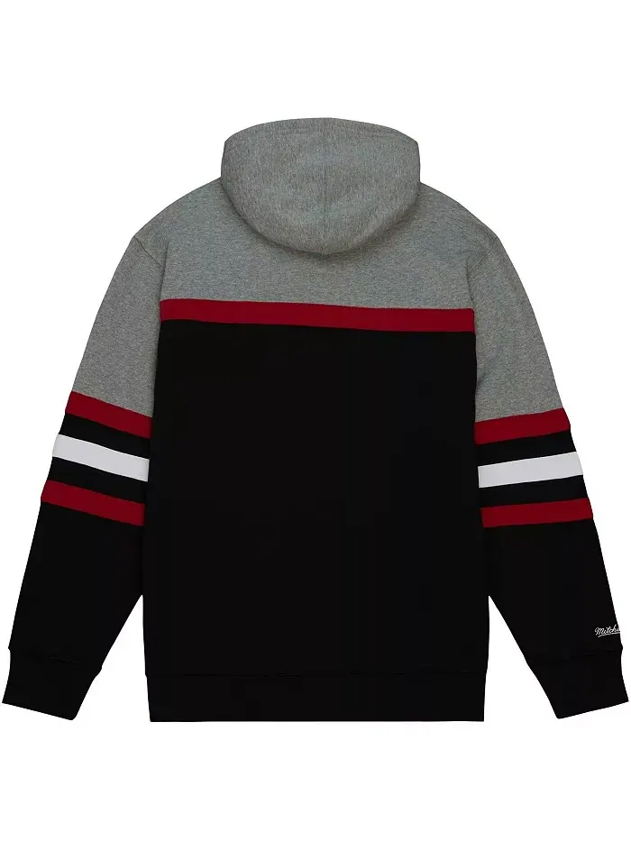Мужская черно-серая толстовка с капюшоном Chicago Blackhawks Head Coach Mitchell & Ness — изображение 4 из 4