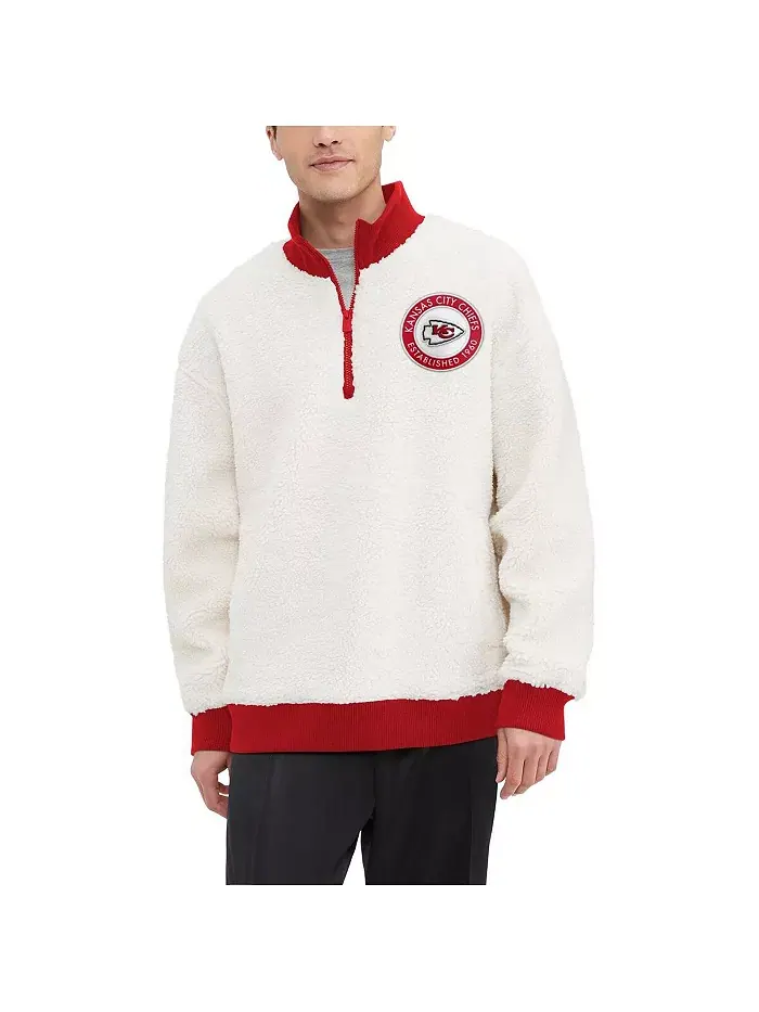 Мужская кремовая толстовка Jordan Sherpa с молнией до четверти Kansas City Chiefs Tommy Hilfiger — изображение 1 из 3