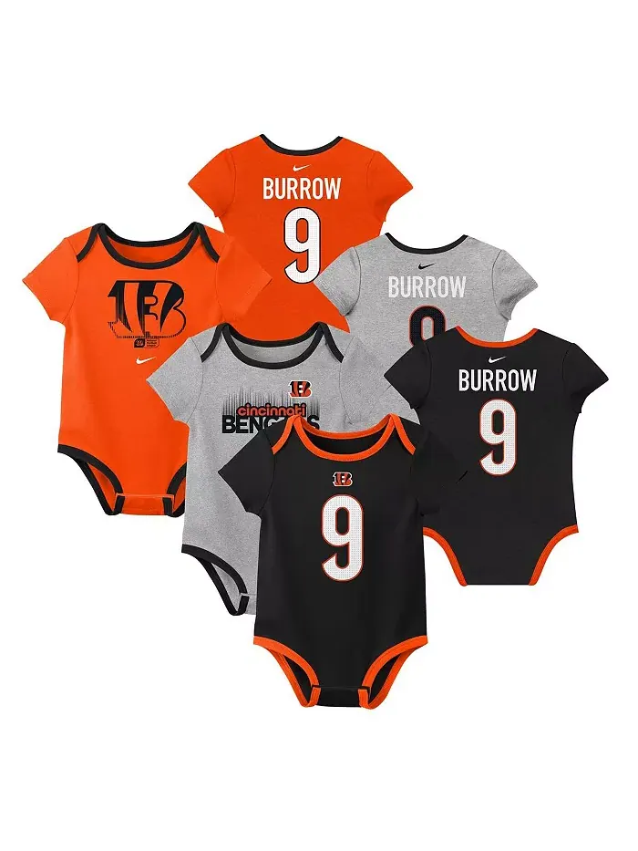 Детский набор из трех боди для мальчиков и девочек Joe Burrow Cincinnati Bengals Nike — изображение 1 из 4