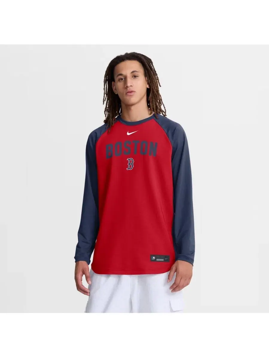 Мужская красная толстовка Boston Red Sox из аутентичной коллекции с рукавами реглан и технологией — изображение 1 из 5