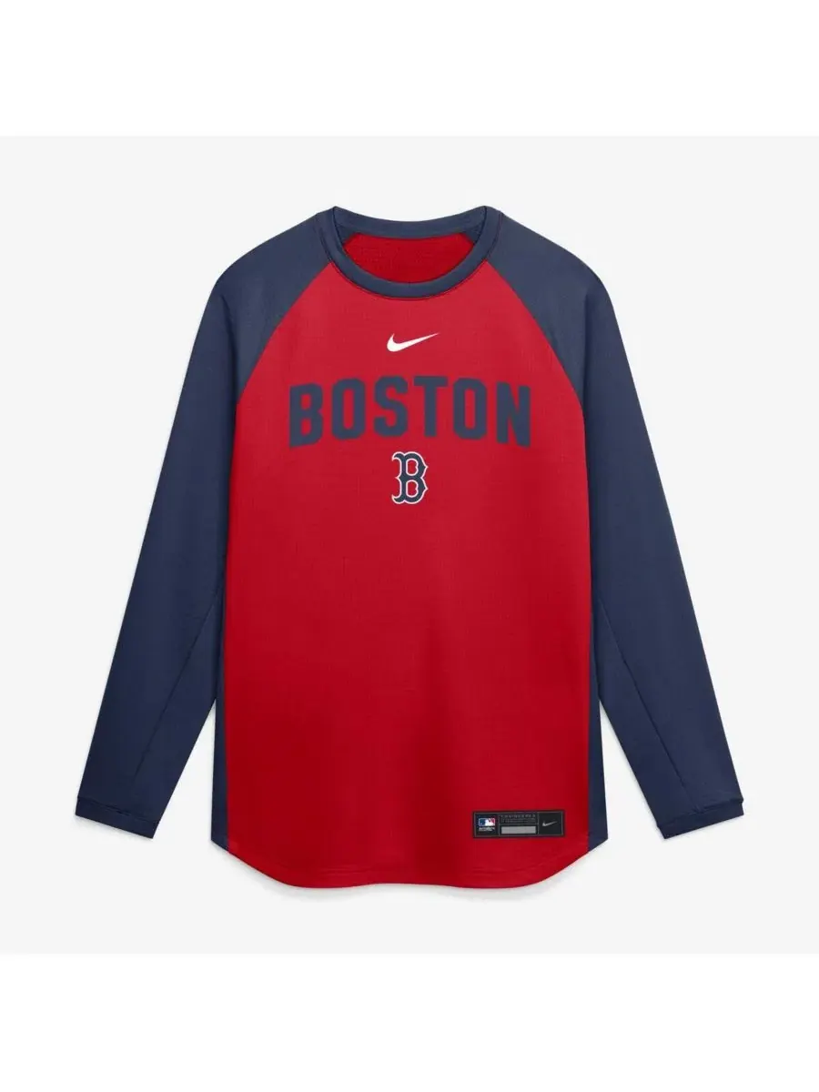 Мужская красная толстовка Boston Red Sox из аутентичной коллекции с рукавами реглан и технологией — изображение 3 из 5