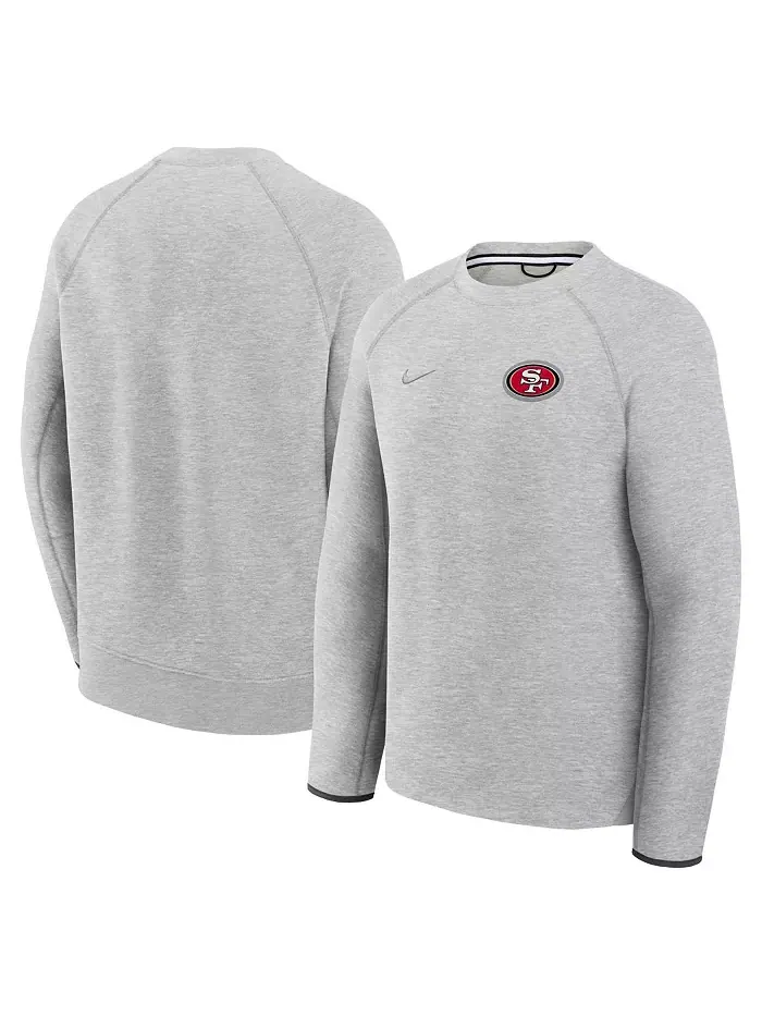 Мужской свитшот Tech Fleece с регланным рукавом в ворсистом сером цвете San Francisco 49ers Nike — изображение 1 из 3