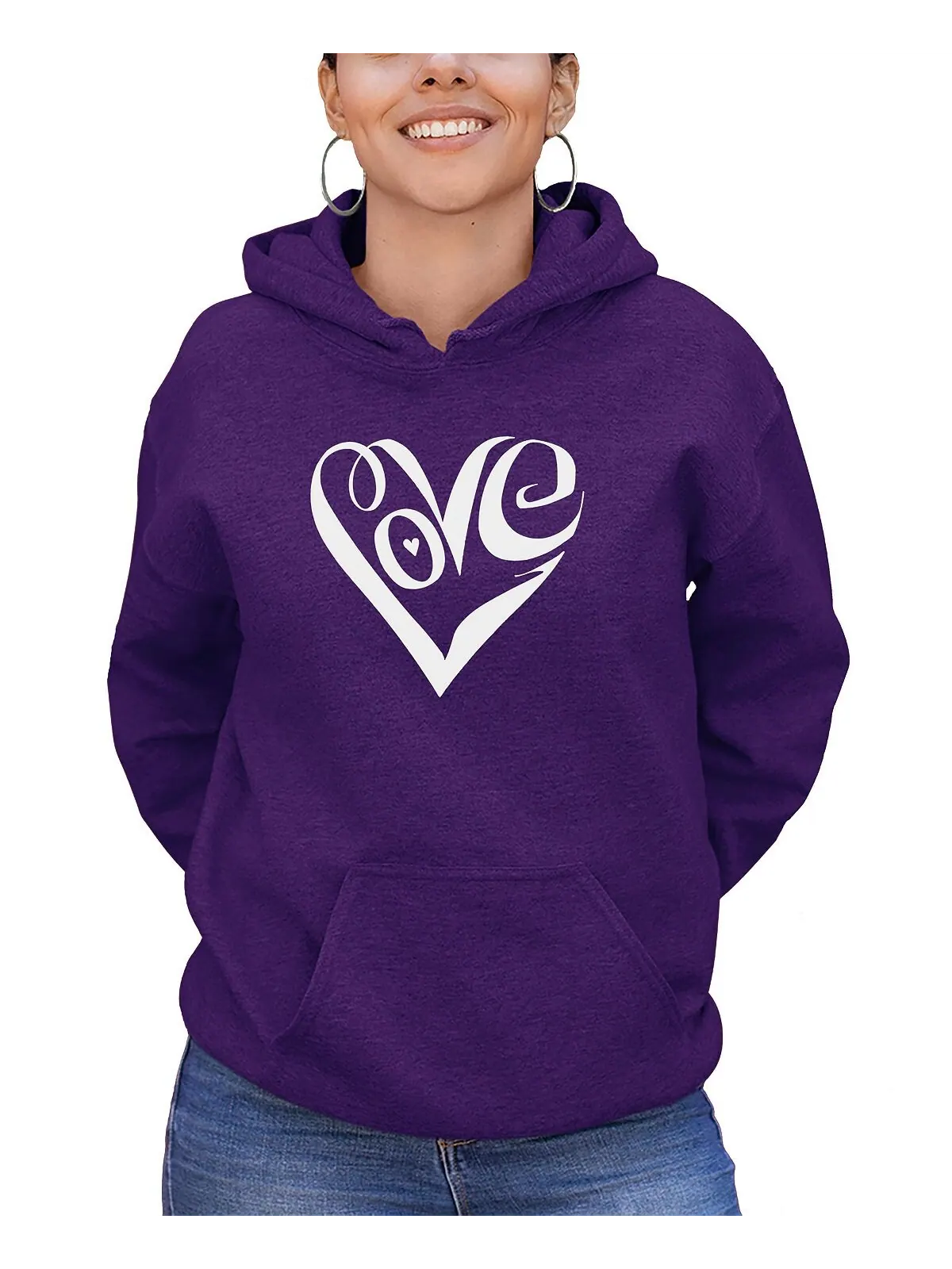 Женский топ с капюшоном word art script love heart sweatshirt top LA Pop Art