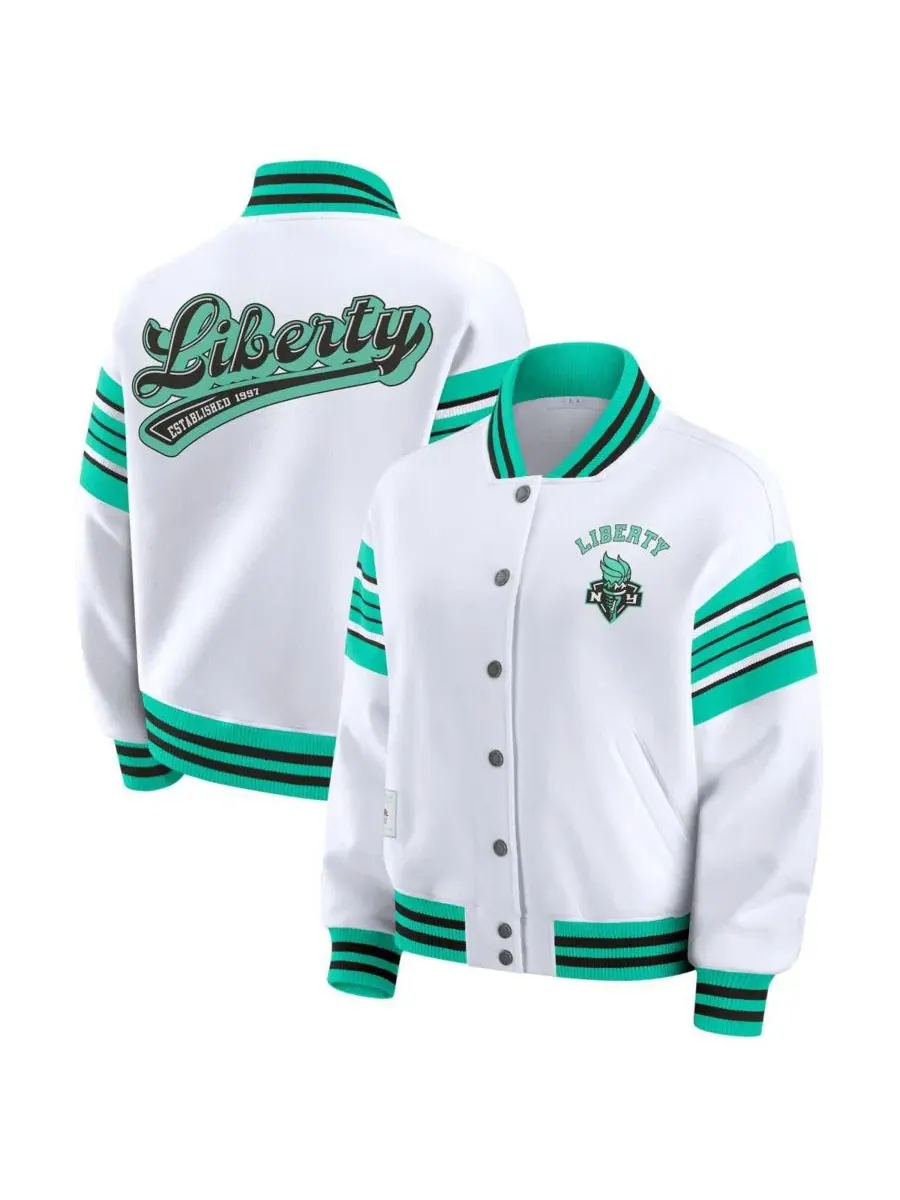 Флисовая куртка-свитшот Women's White/Mint WNBA Full-Snap Fleece Sweatshirt Jacket WEAR by Erin — изображение 1 из 3, белый