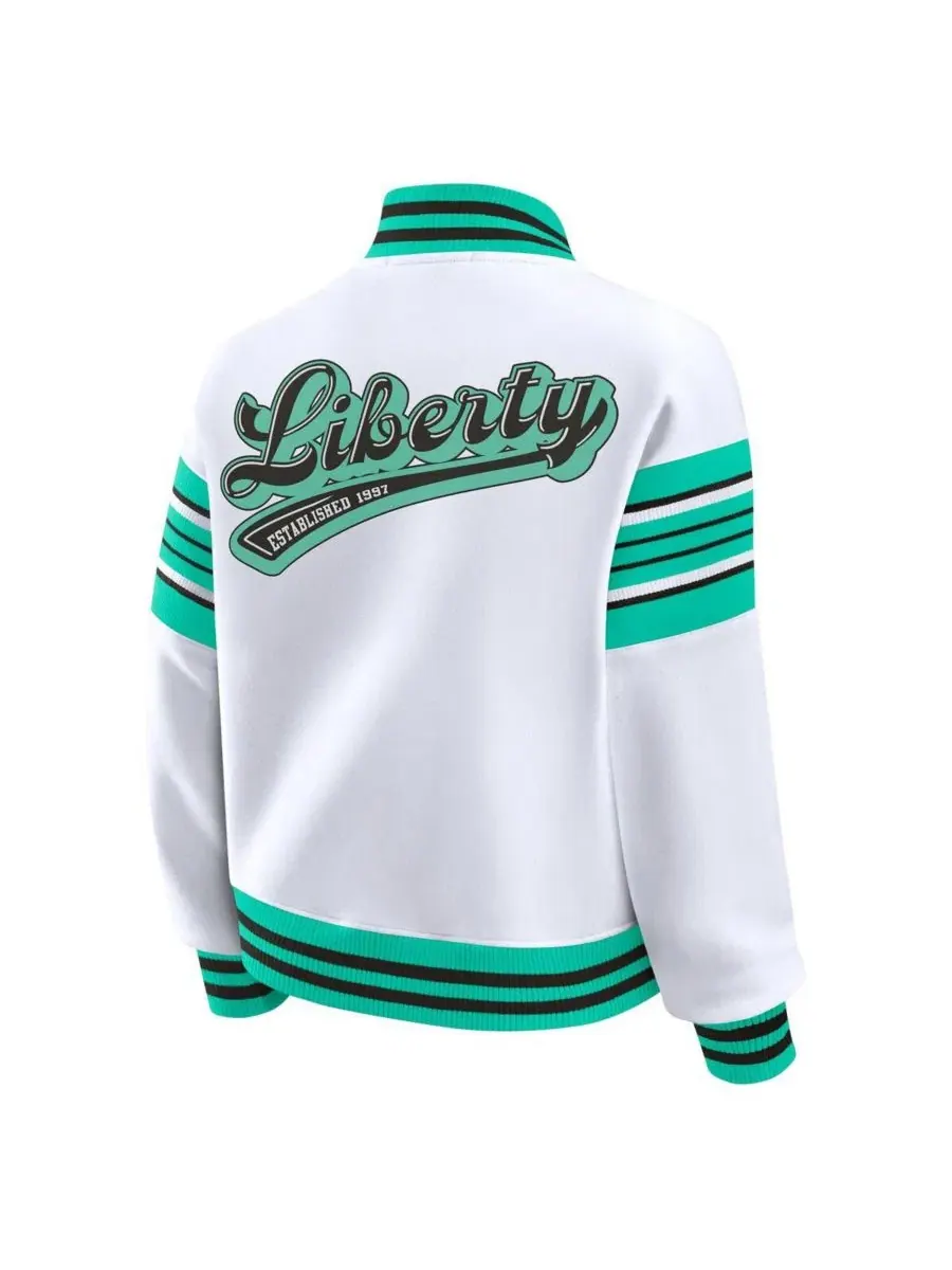 Флисовая куртка-свитшот Women's White/Mint WNBA Full-Snap Fleece Sweatshirt Jacket WEAR by Erin — изображение 2 из 3, белый