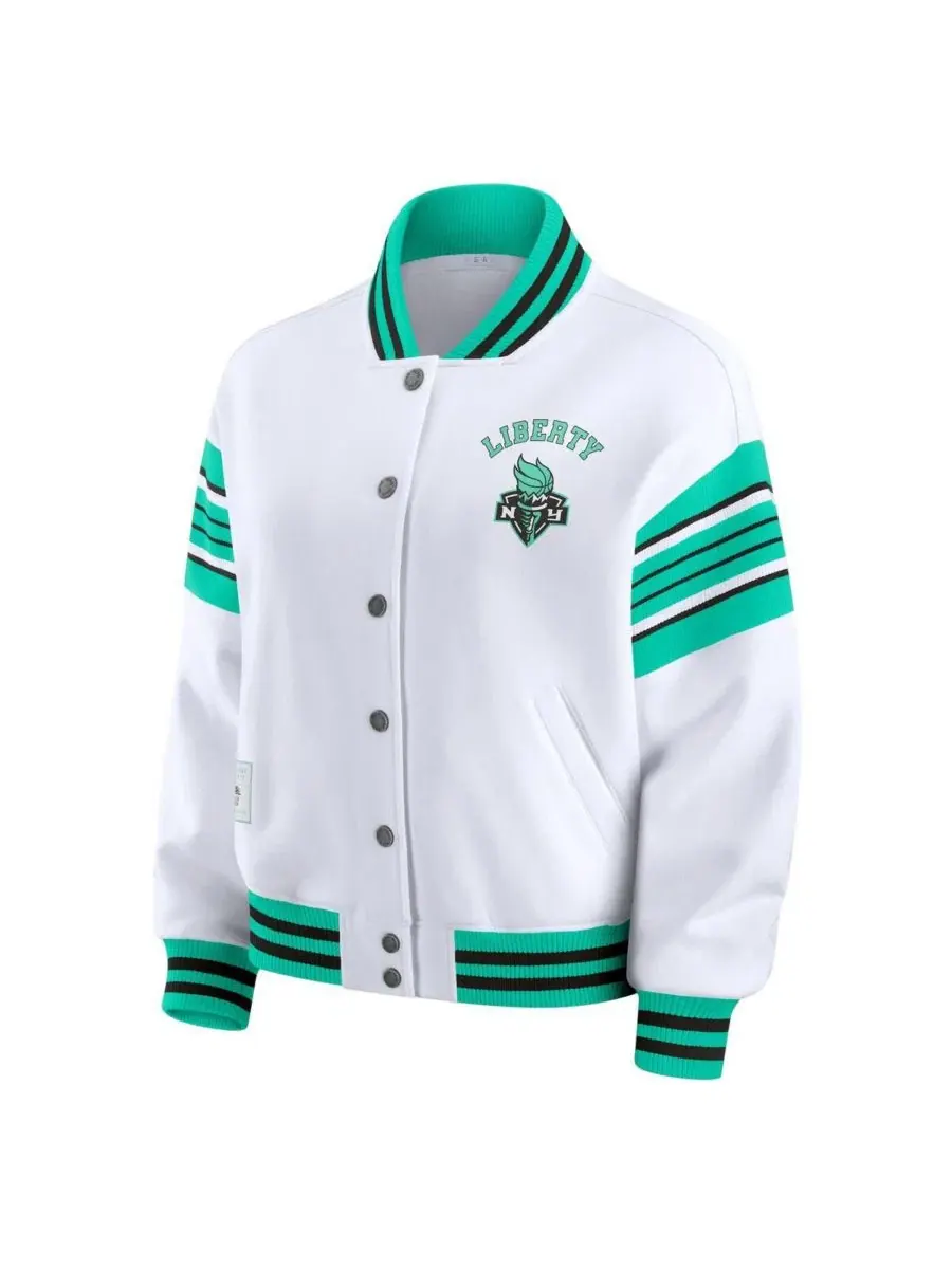 Флисовая куртка-свитшот Women's White/Mint WNBA Full-Snap Fleece Sweatshirt Jacket WEAR by Erin — изображение 3 из 3, белый