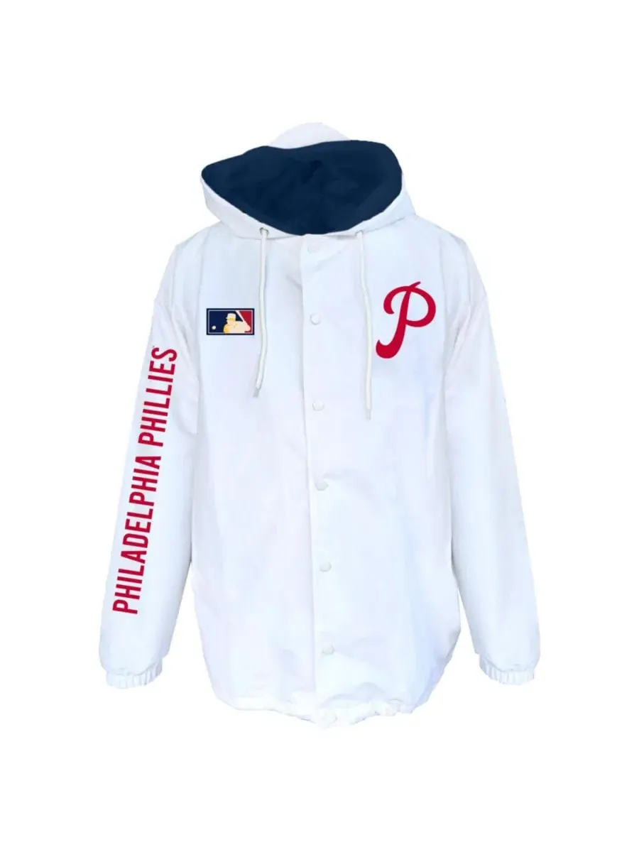 Куртка на кнопках с капюшоном Philadelphia Phillies Mitchell & Ness — изображение 3 из 3, белый