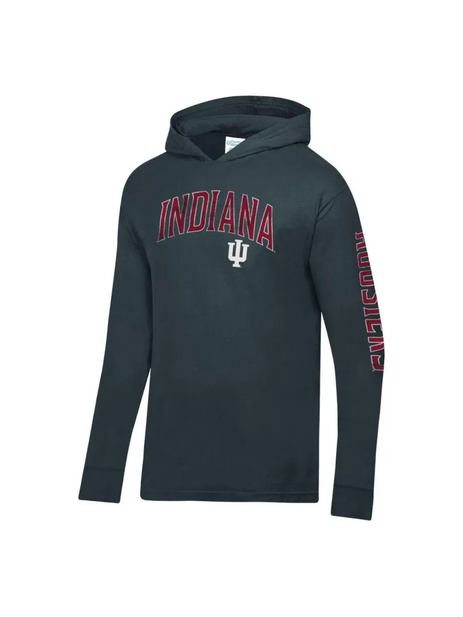 Лонгслив с капюшоном с принтом Indiana Hoosiers Comfortwash — изображение 2 из 3, темно-серый