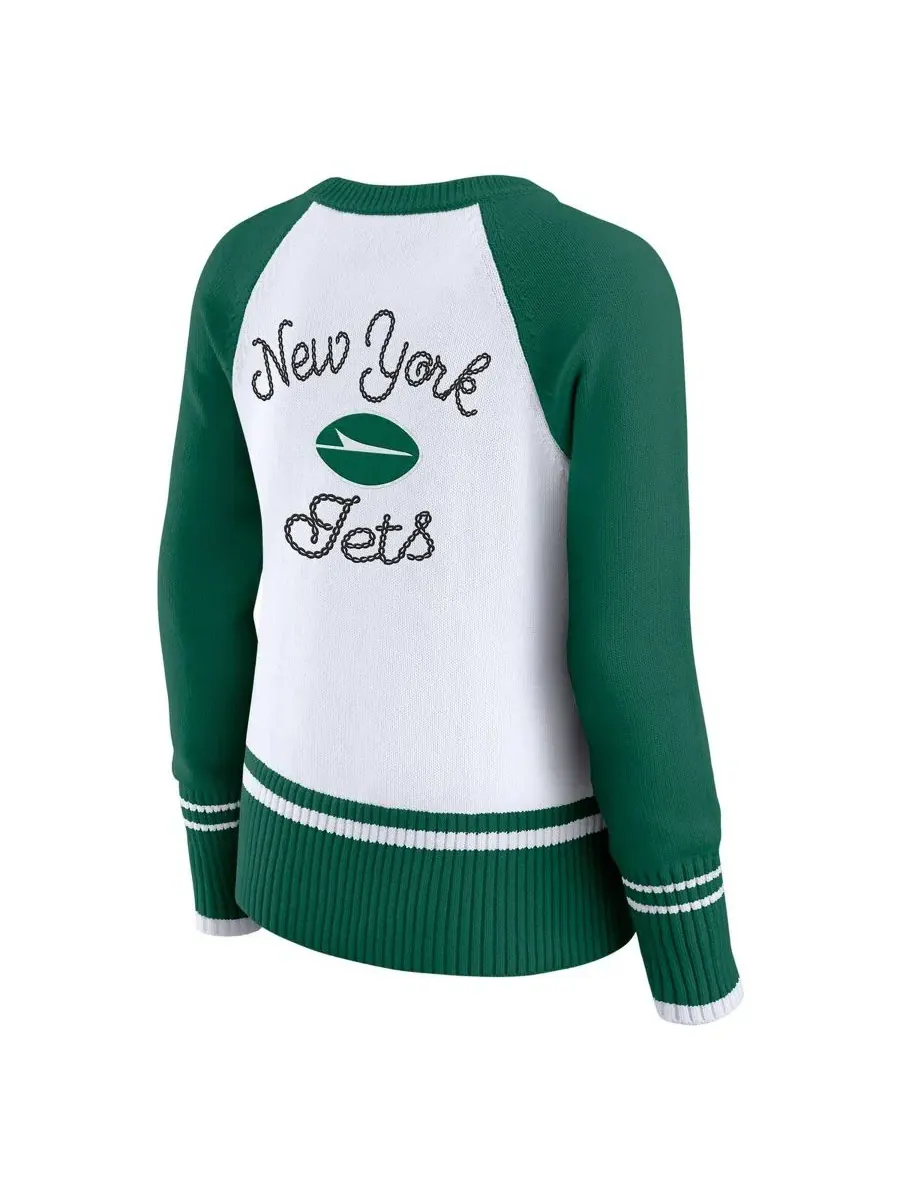Свитшот-реглан с принтом New York Jets Color block Raglan Sweater WEAR by Erin Andrews — изображение 3 из 4, белый