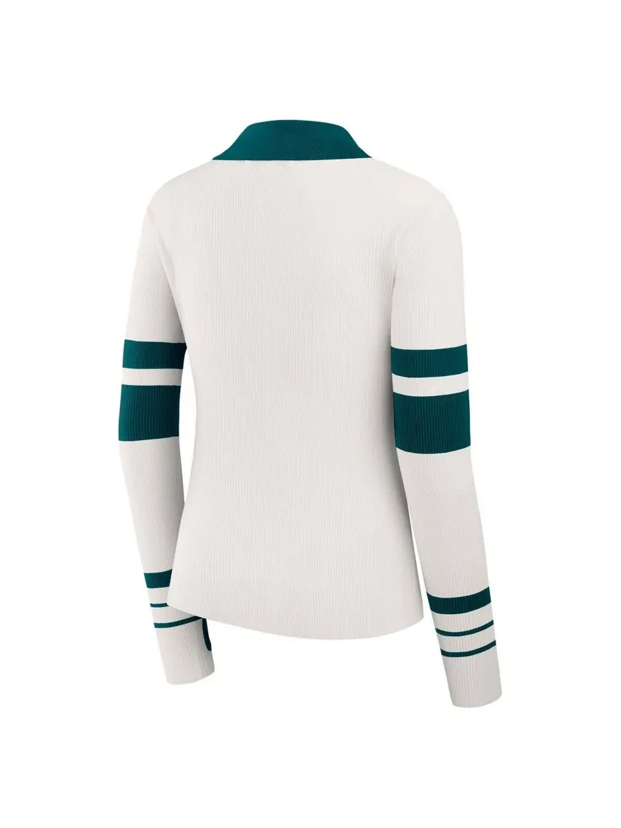 Женский свитер-поло с длинным рукавом, с принтом Philadelphia Eagles WEAR by Erin Andrews — изображение 3 из 5, белый