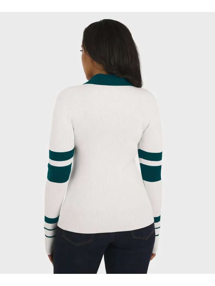 Женский свитер-поло с длинным рукавом, с принтом Philadelphia Eagles WEAR by Erin Andrews — изображение 5 из 5, белый