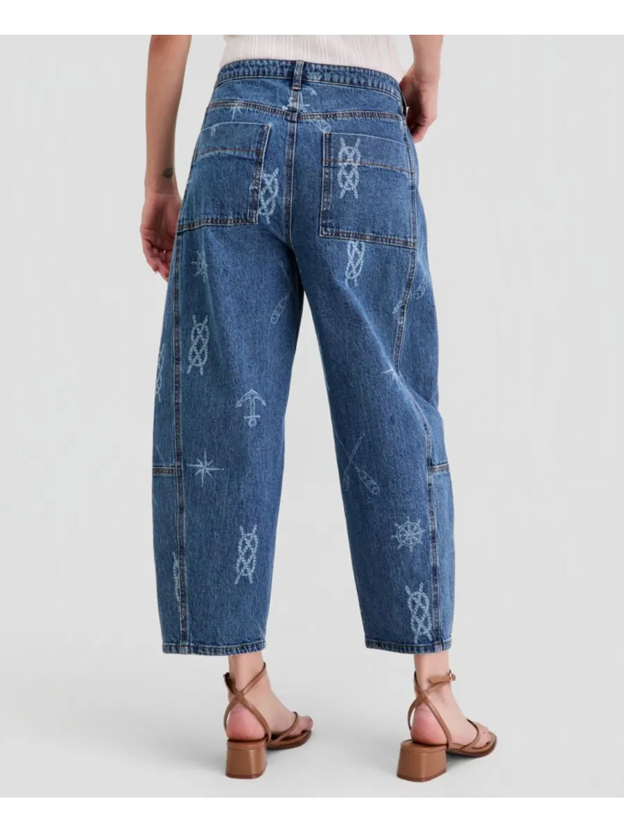 Женские джинсы-бочонки с морским принтом And Now This, Nautical Print — изображение 3 из 6