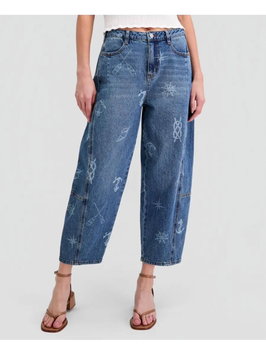 Женские джинсы-бочонки с морским принтом And Now This, Nautical Print — изображение 5 из 6