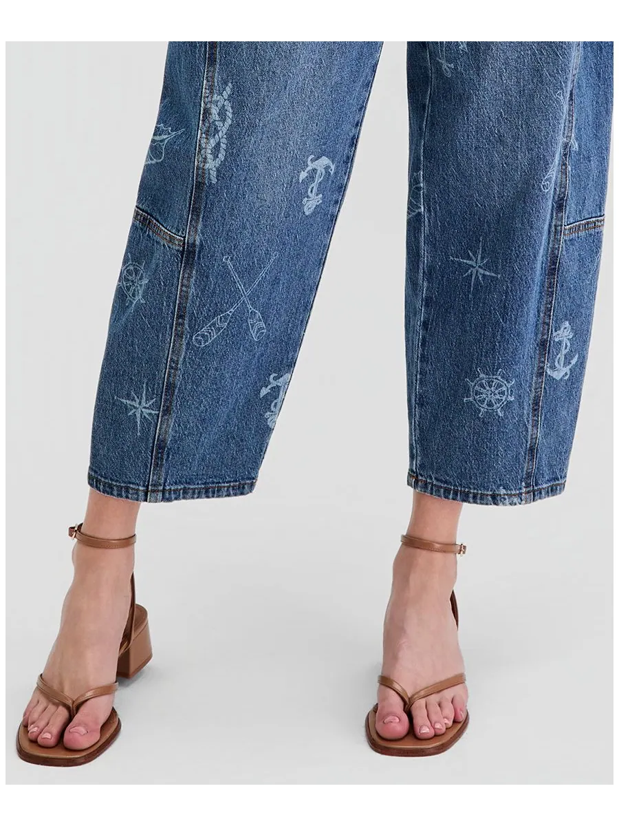 Женские джинсы-бочонки с морским принтом And Now This, Nautical Print — изображение 6 из 6