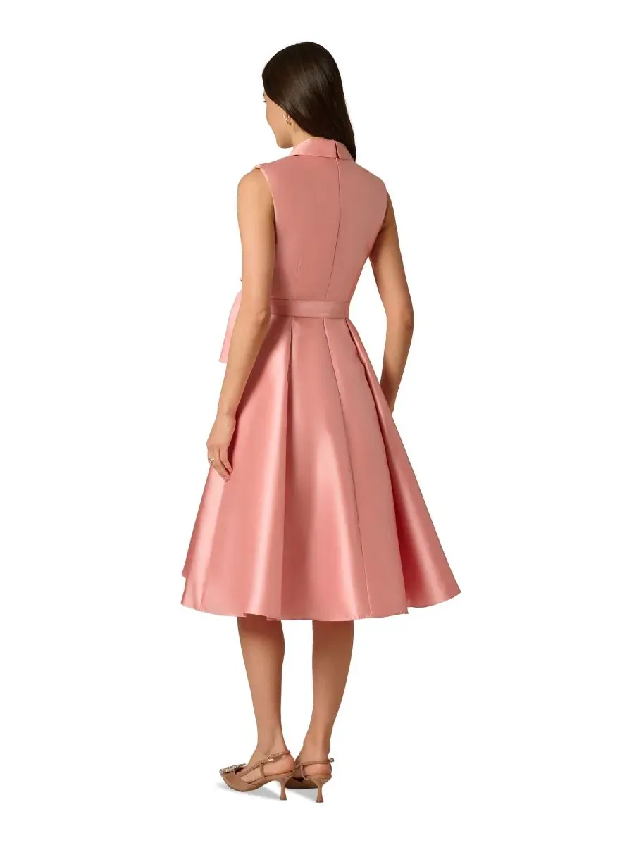 Платье миди с лацканами и поясом, модель Mikado Lapel Belted Adrianna Papell, Apricot Ice — изображение 3 из 3