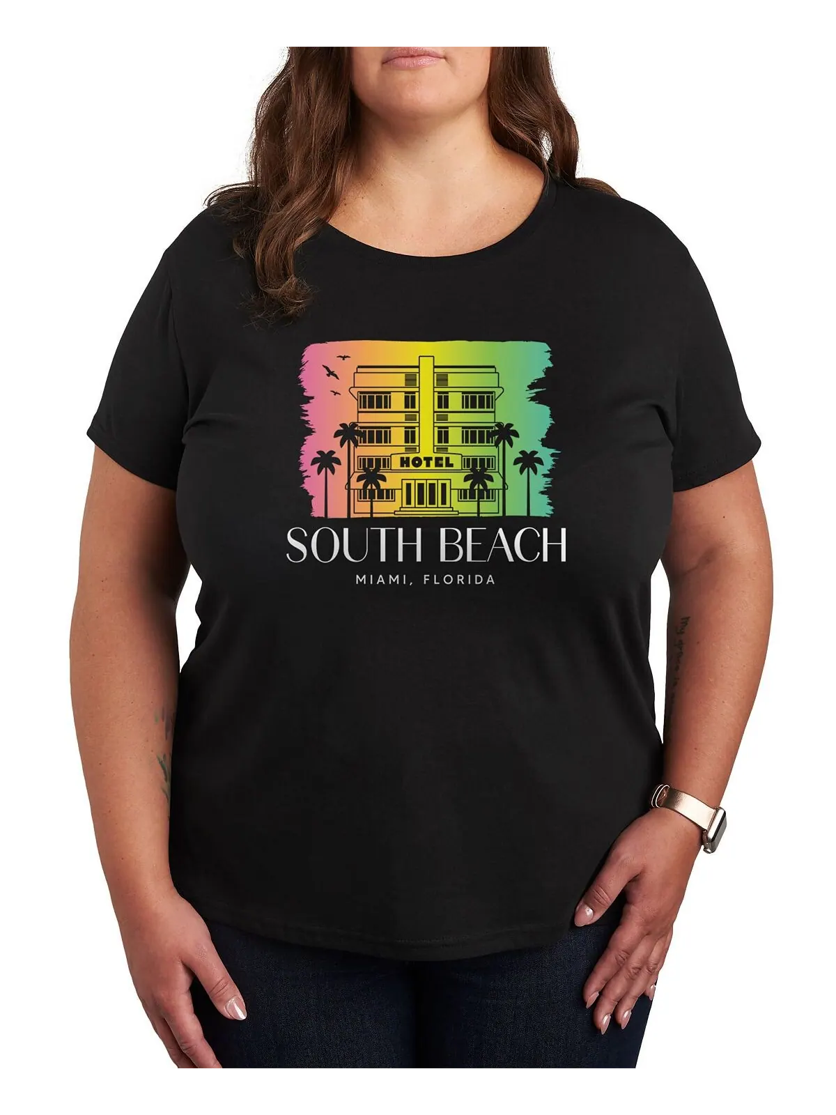Модная футболка с рисунком больших размеров South Beach Air Waves