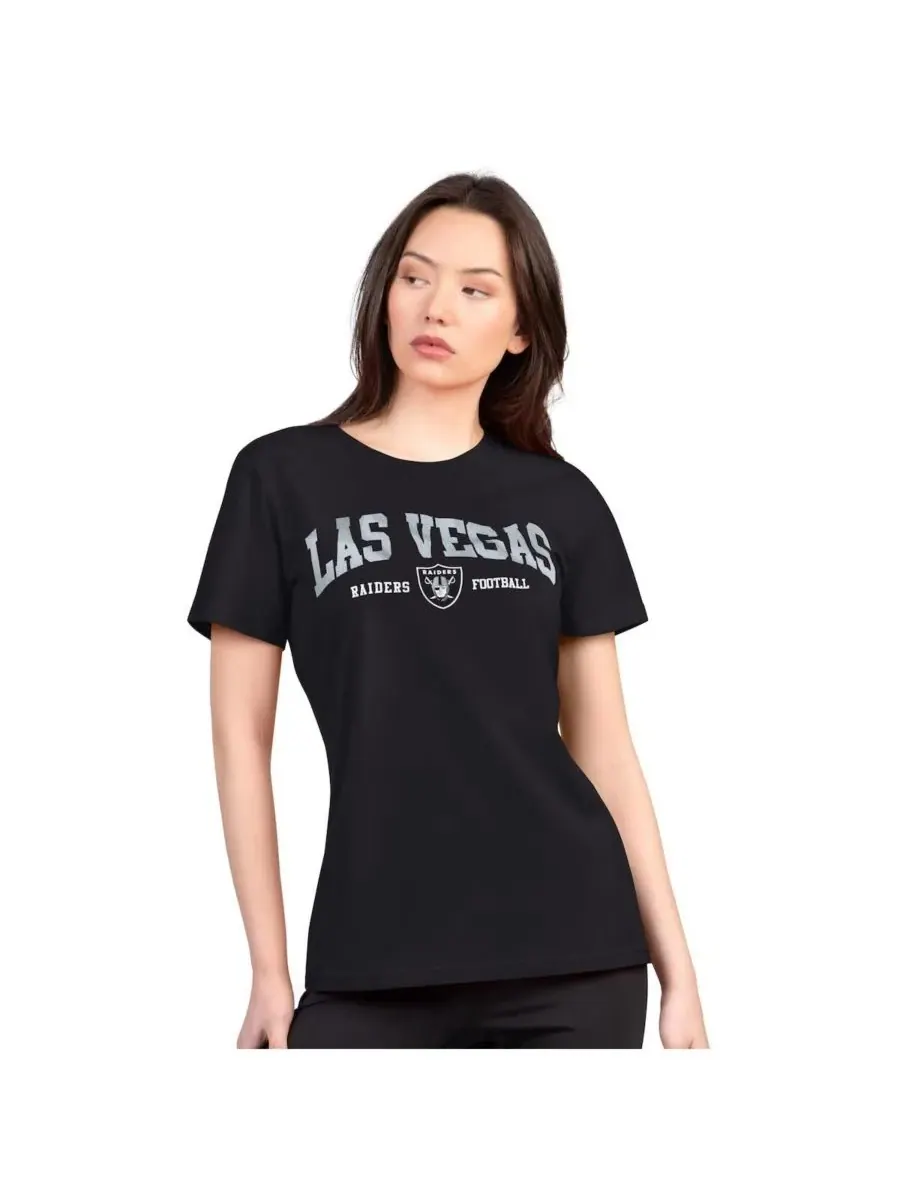 G-III 4Her by Carl Banks Женская черная футболка Las Vegas Raiders Super-Slim Lightweight Winning — изображение 1 из 2